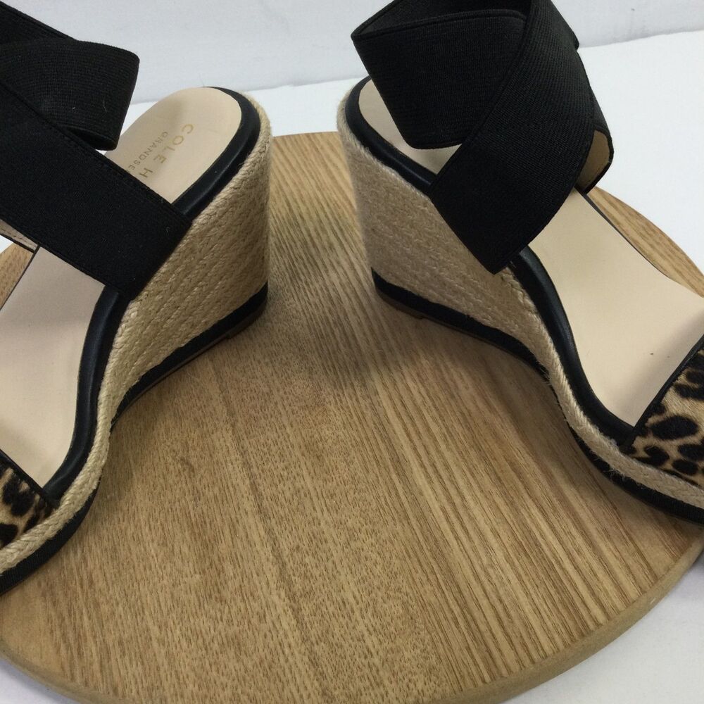 Cole Haan Women's Wedge Espadrille Sandals in Black Leopard Print Size 6B - Picture 8 of 10
